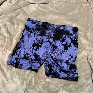 Blue tye dye shorts booty scrunch workout gym size XL